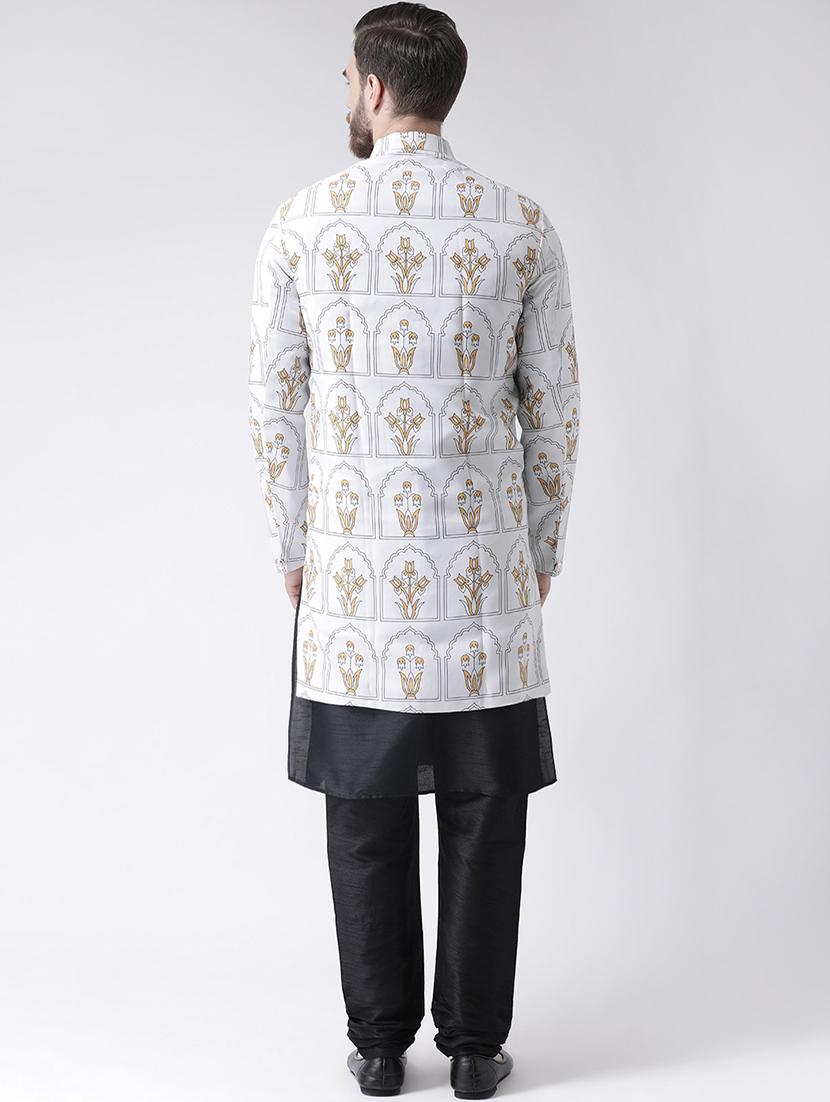 white printed sherwani set - 17585739 - Standard Image - 2
