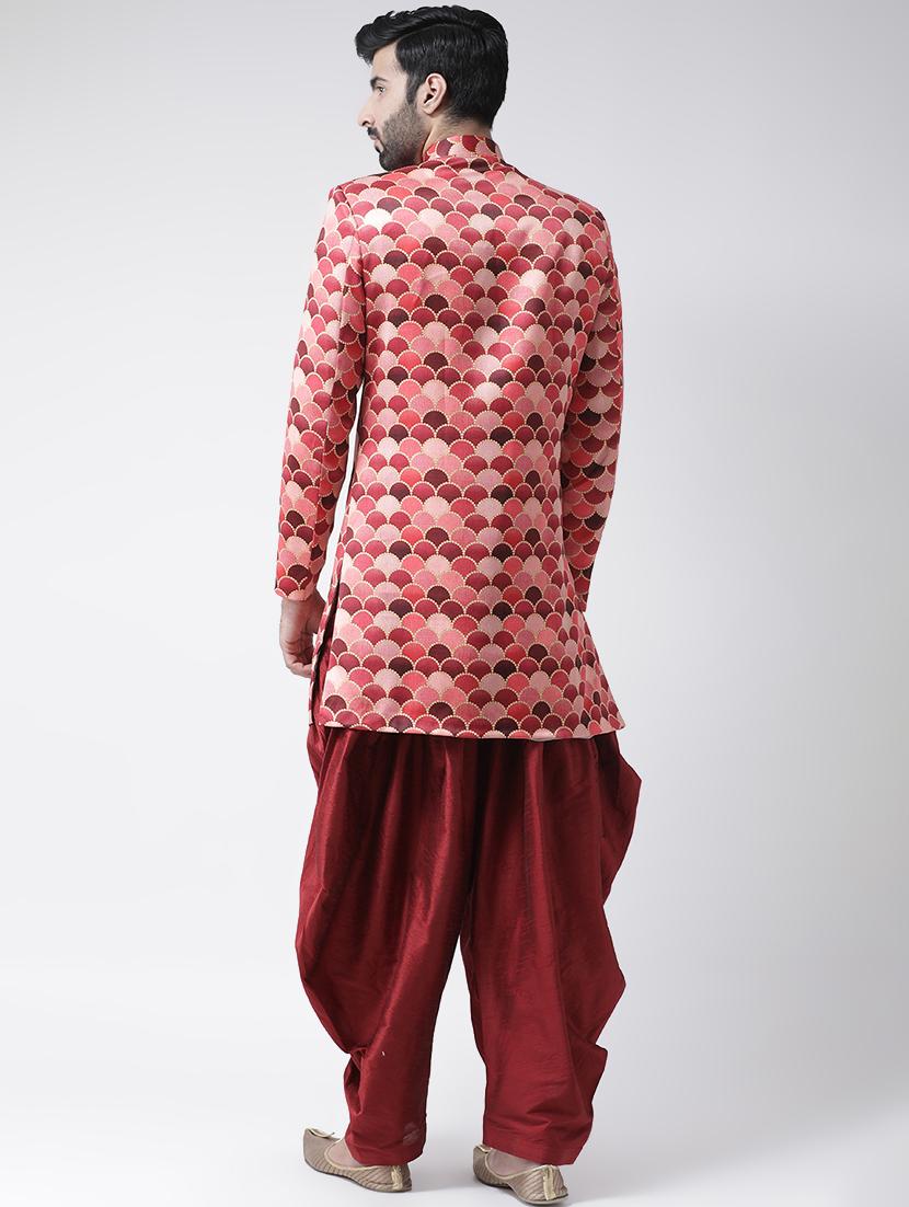 red printed sherwani set - 17585886 - Standard Image - 2