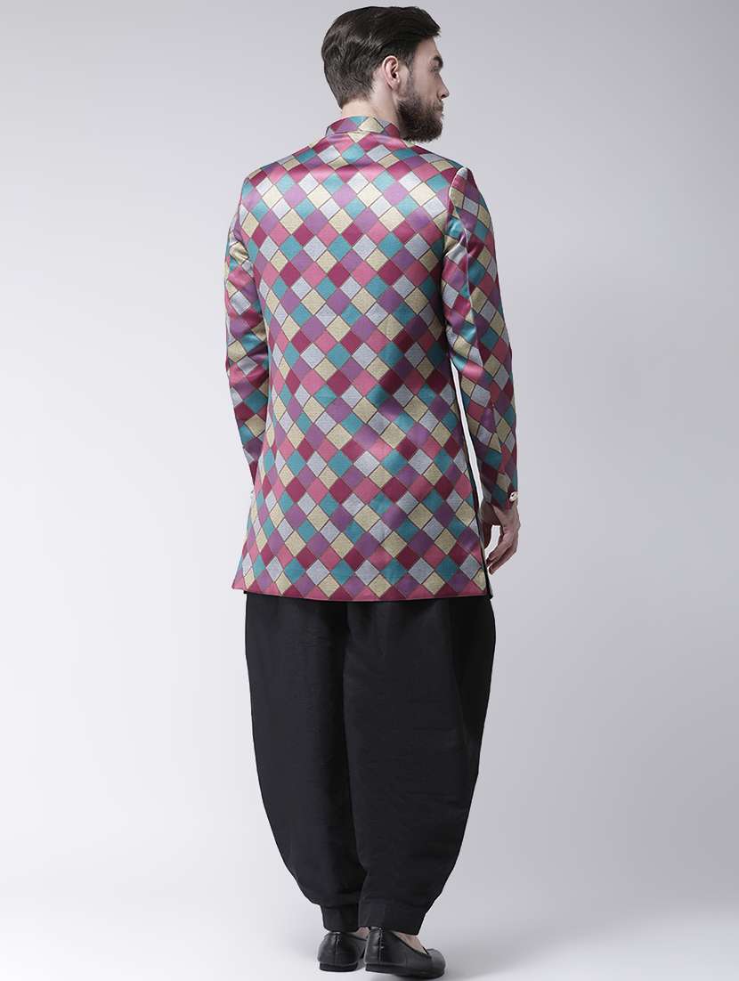 multicolored checkered sherwani set - 17585898 - Standard Image - 2