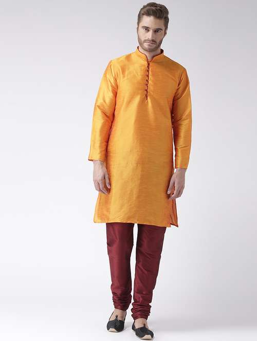 orange solid kurta pyjama set - 17585914 -  Standard Image - 0