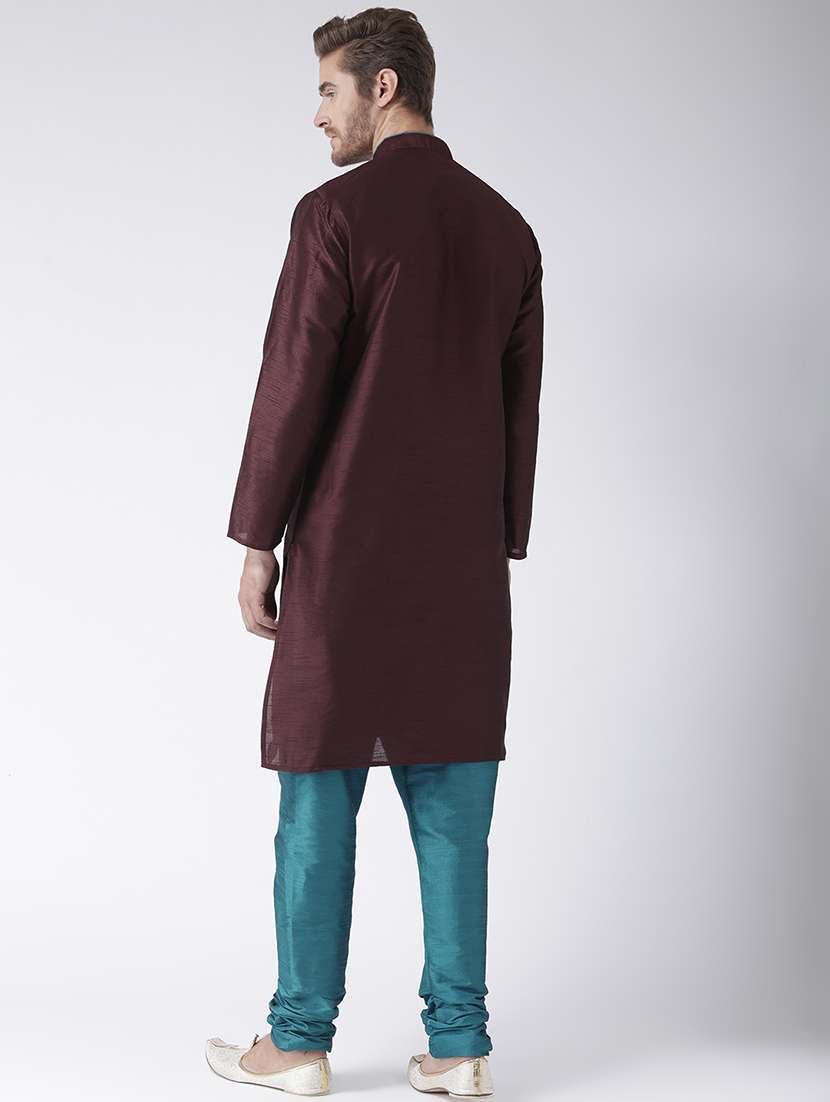 brown solid kurta pyjama set - 17585918 - Standard Image - 2