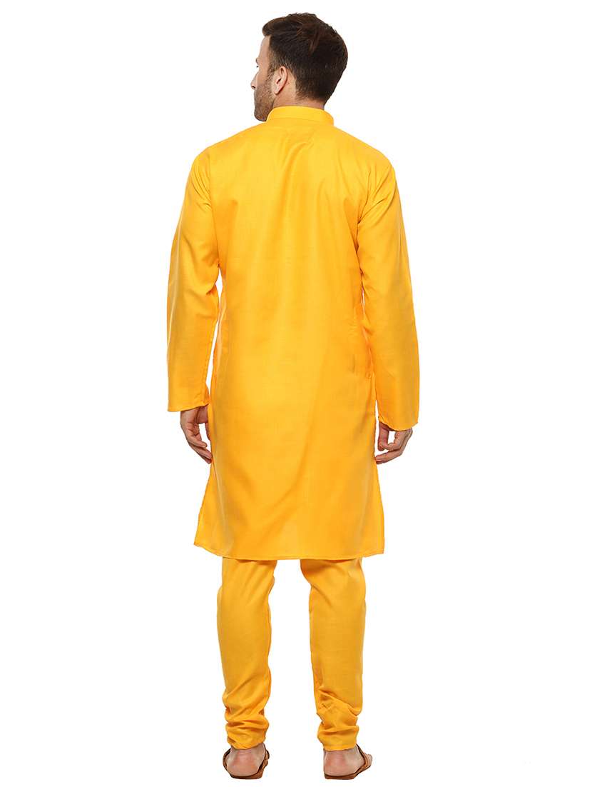 yellow solid kurta pyjama set - 17585923 - Standard Image - 2