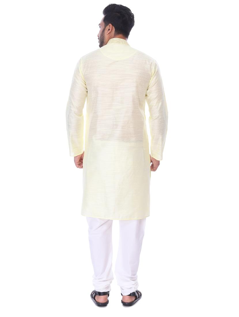 cream solid kurta pyjama set with embroidered neckline - 17585997 - Standard Image - 2