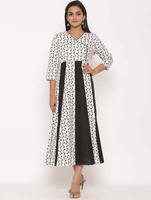 white printed anarkali kurta - 17586872 - Standard Image - 0