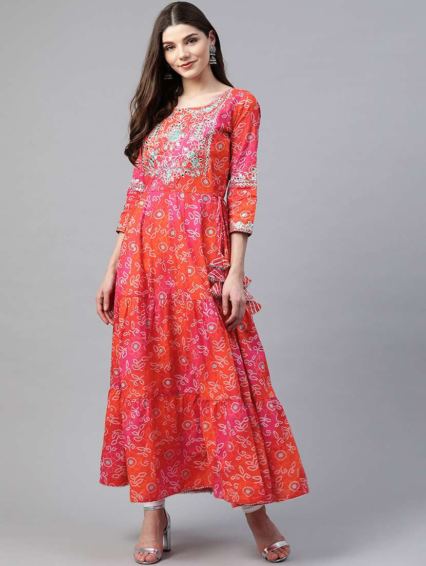 pink printed anarkali kurta