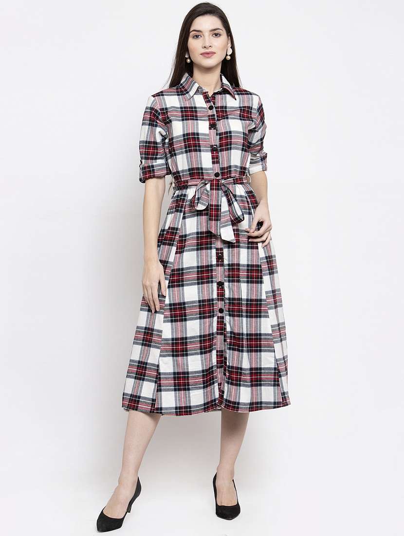 white checkered a-line dress