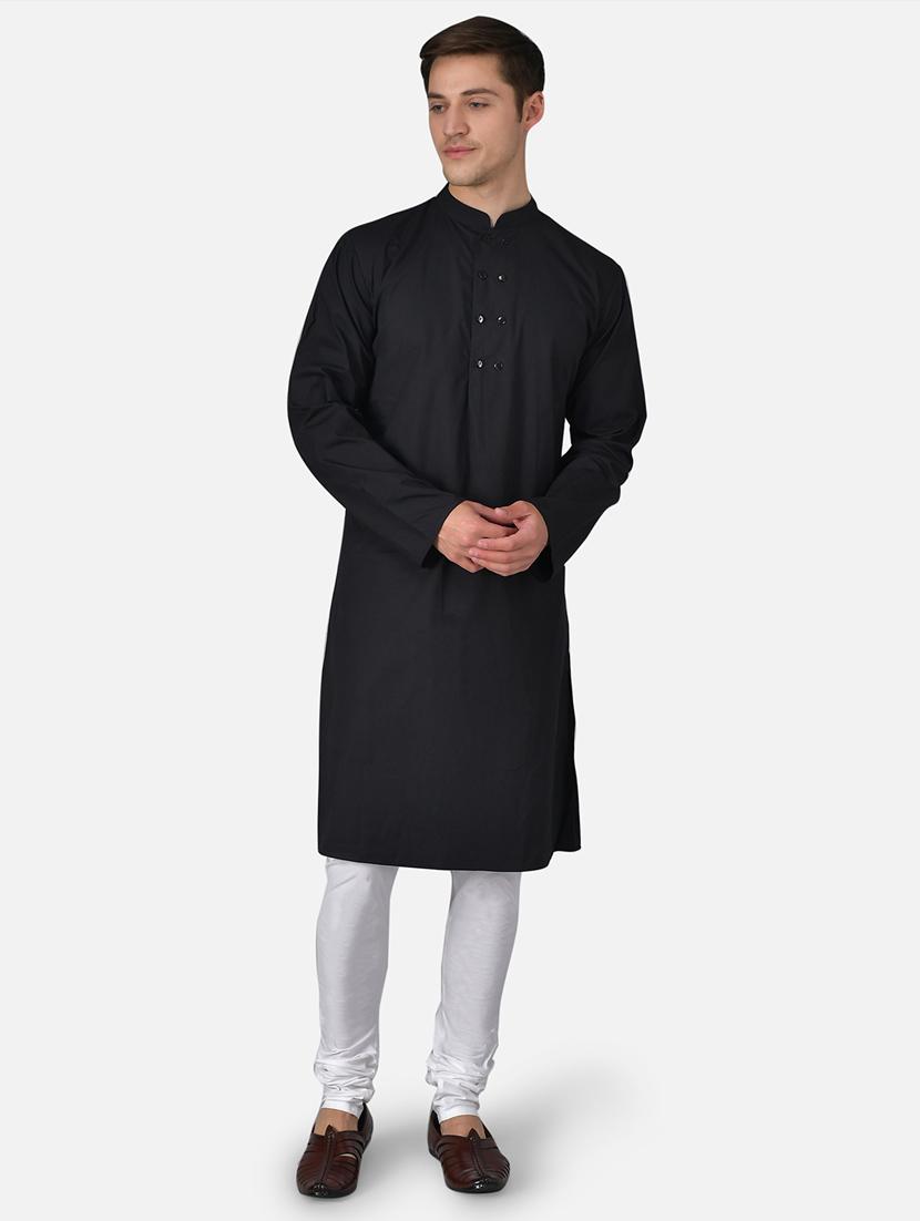 black solid long kurta