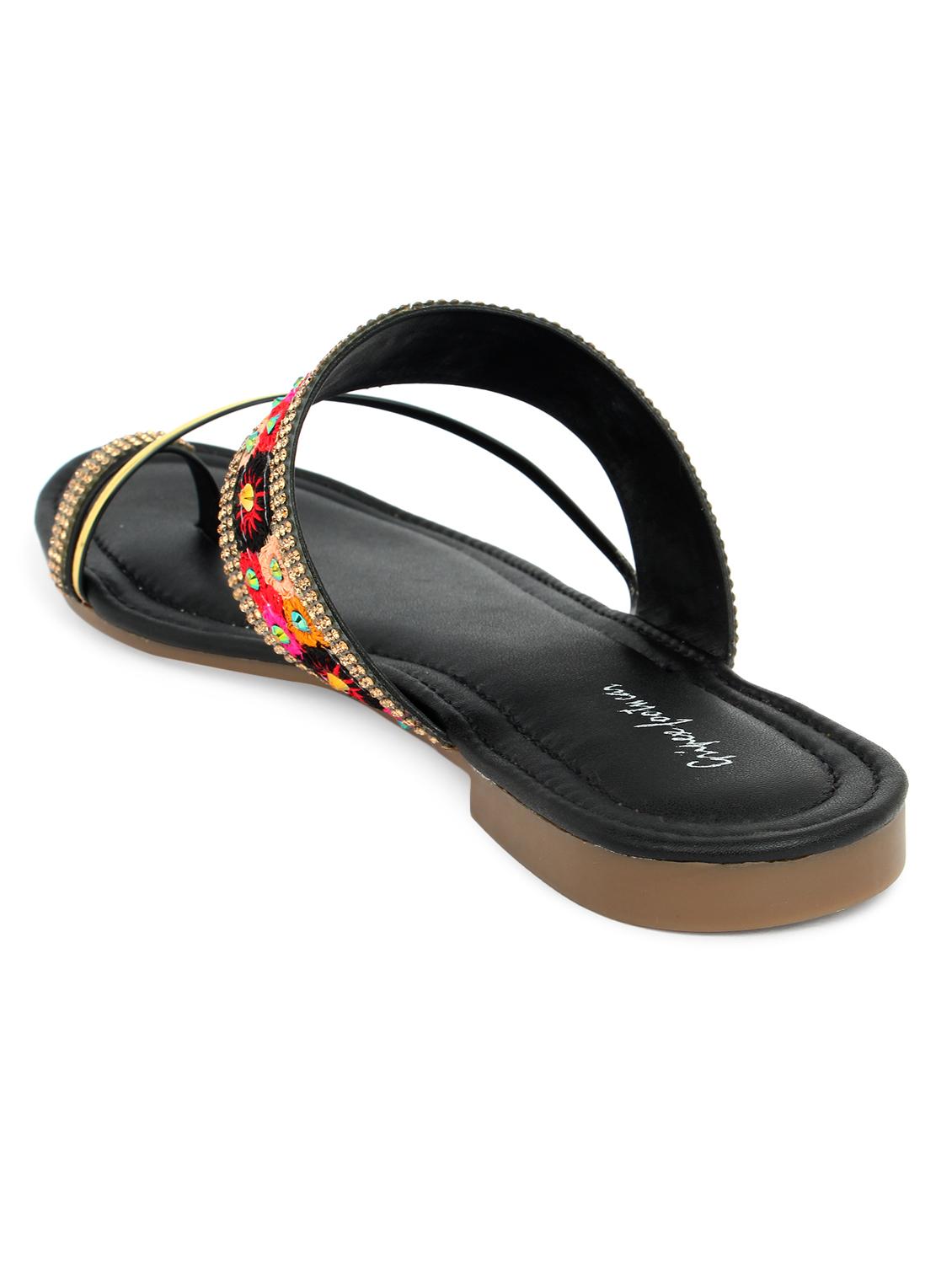 black synthetic slip on kolhapuris - 17591883 - Standard Image - 2