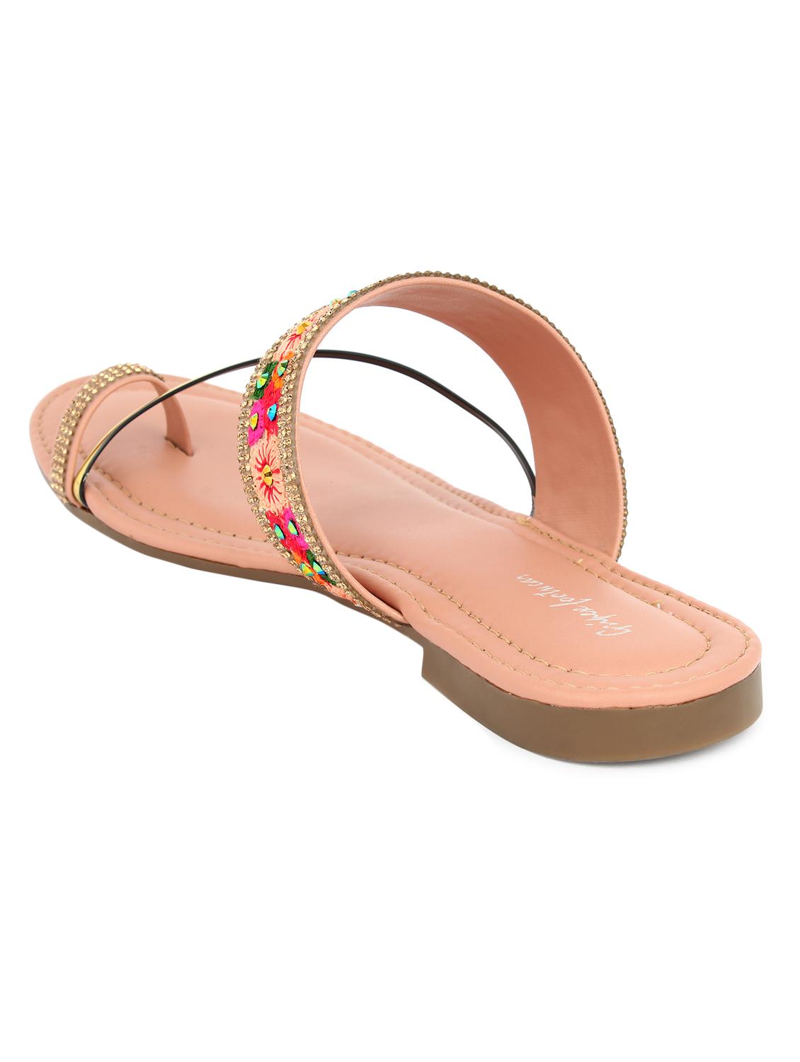 pink synthetic slip on kolhapuris - 17591884 - Standard Image - 2