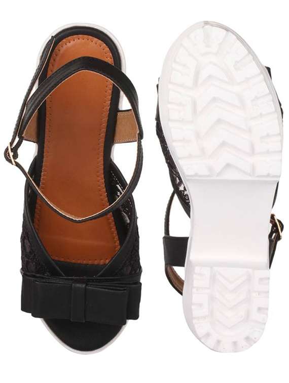 black synthetic slip on sandals - 17591983 -  Standard Image - 2