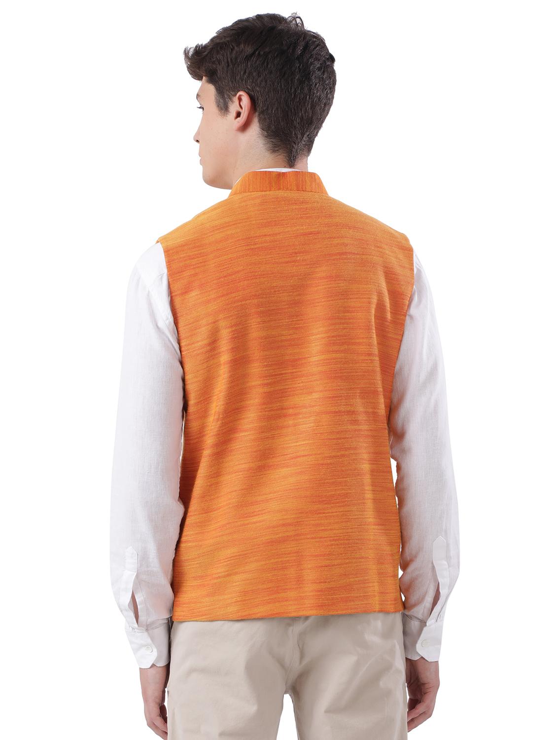 orange woven nehru jacket - 17592356 - Standard Image - 2