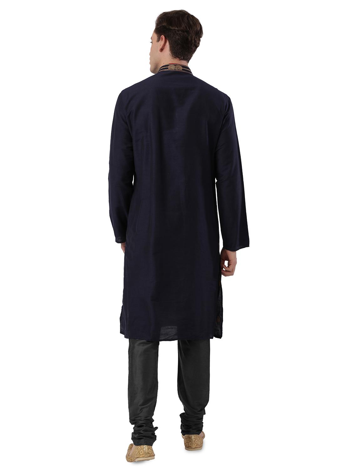 navy blue embroidered long kurta - 17592394 - Standard Image - 2