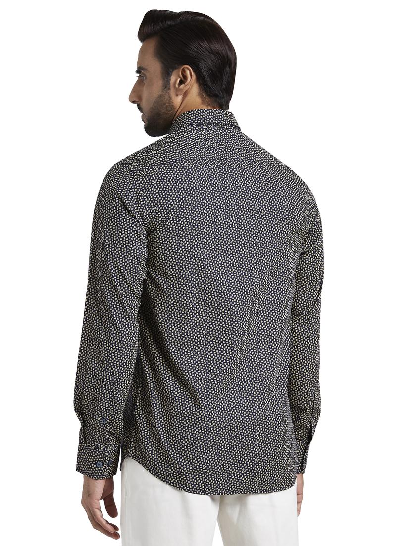 navy blue printed casual shirt - 17592442 - Standard Image - 2