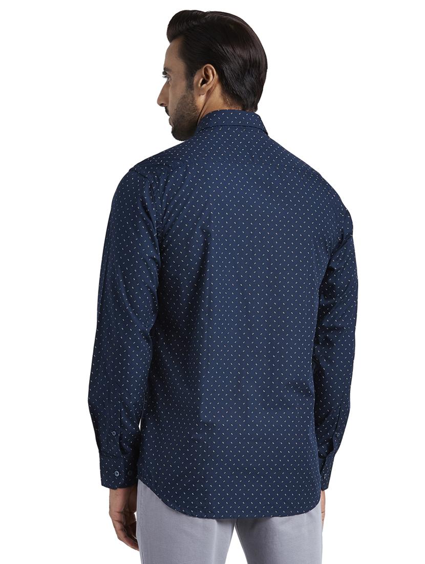 navy blue printed casual shirt - 17592452 - Standard Image - 2