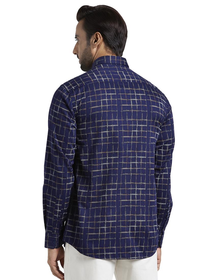 navy blue checkered casual shirt - 17592484 - Standard Image - 2