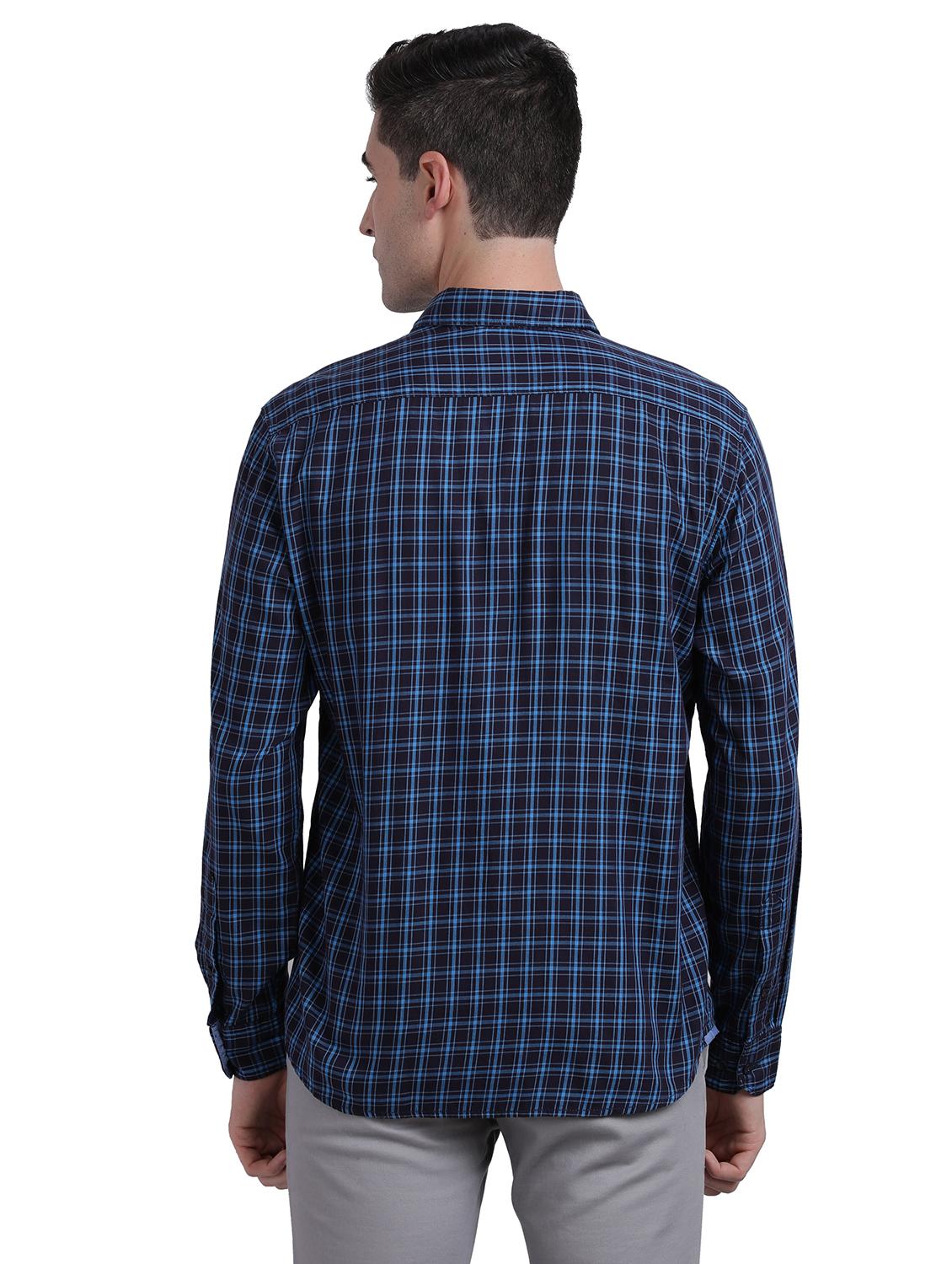 navy blue checkered casual shirt - 17592531 - Standard Image - 2