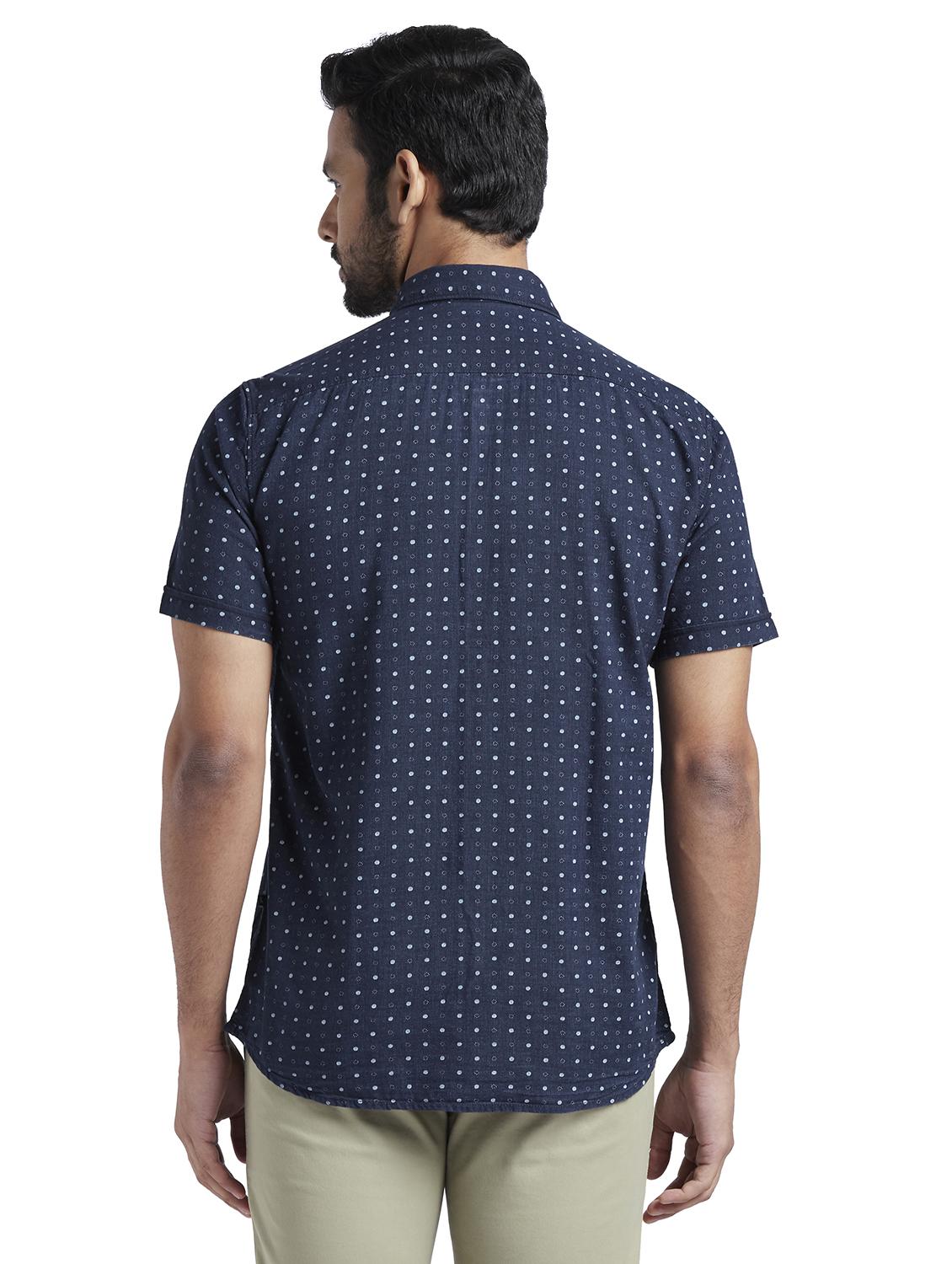 navy blue printed casual shirt - 17592550 - Standard Image - 2