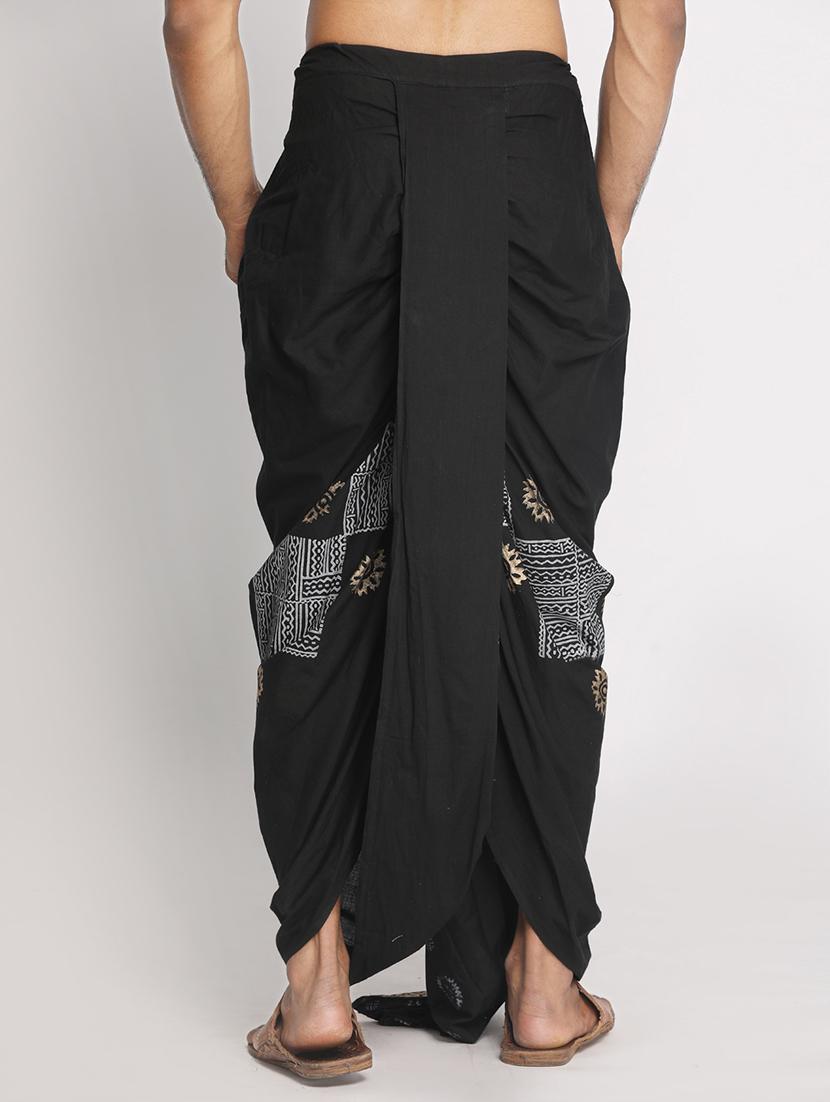 black printed dhoti - 17592774 - Standard Image - 2