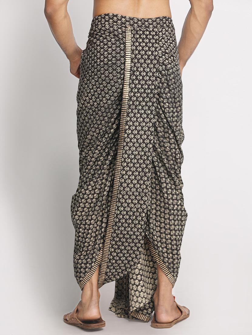 black printed dhoti - 17592777 - Standard Image - 2