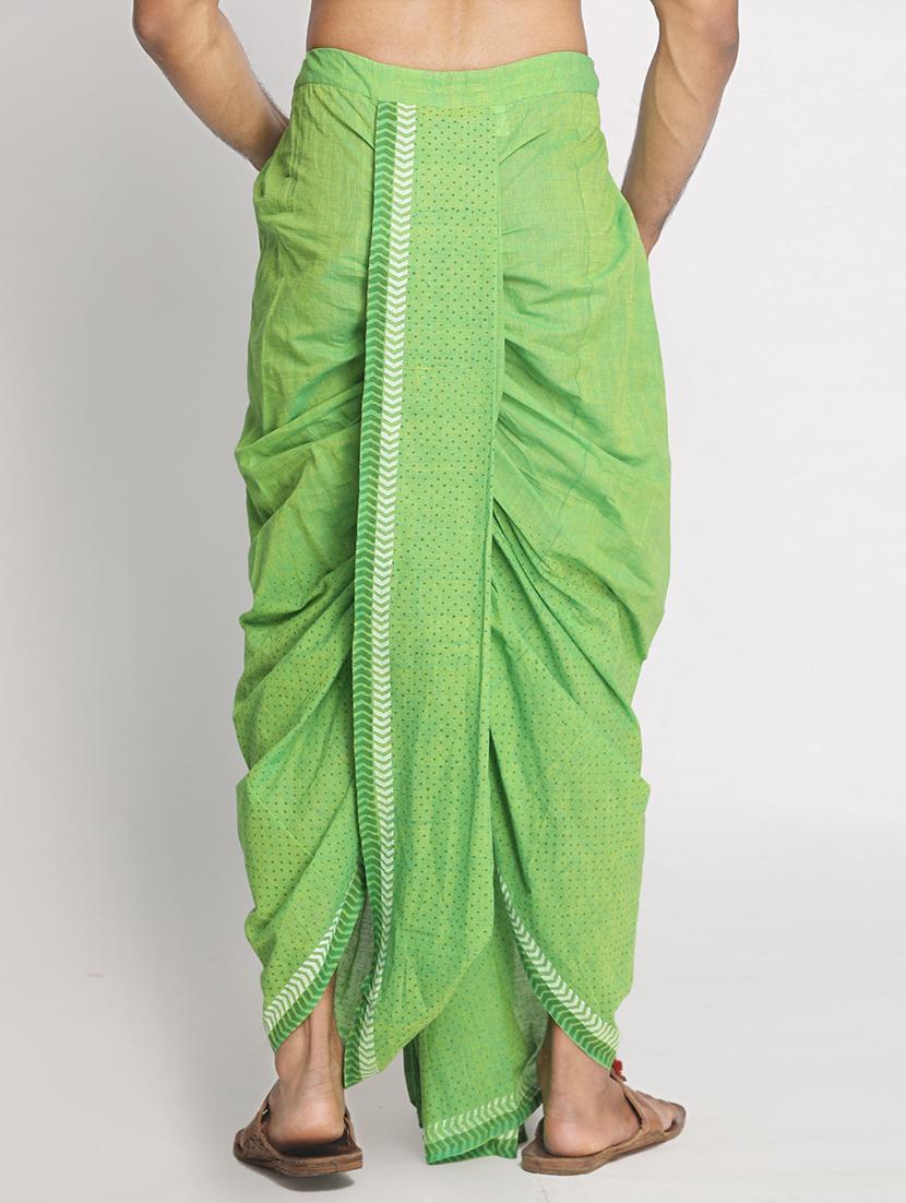 green cotton dhoti - 17592778 - Standard Image - 2