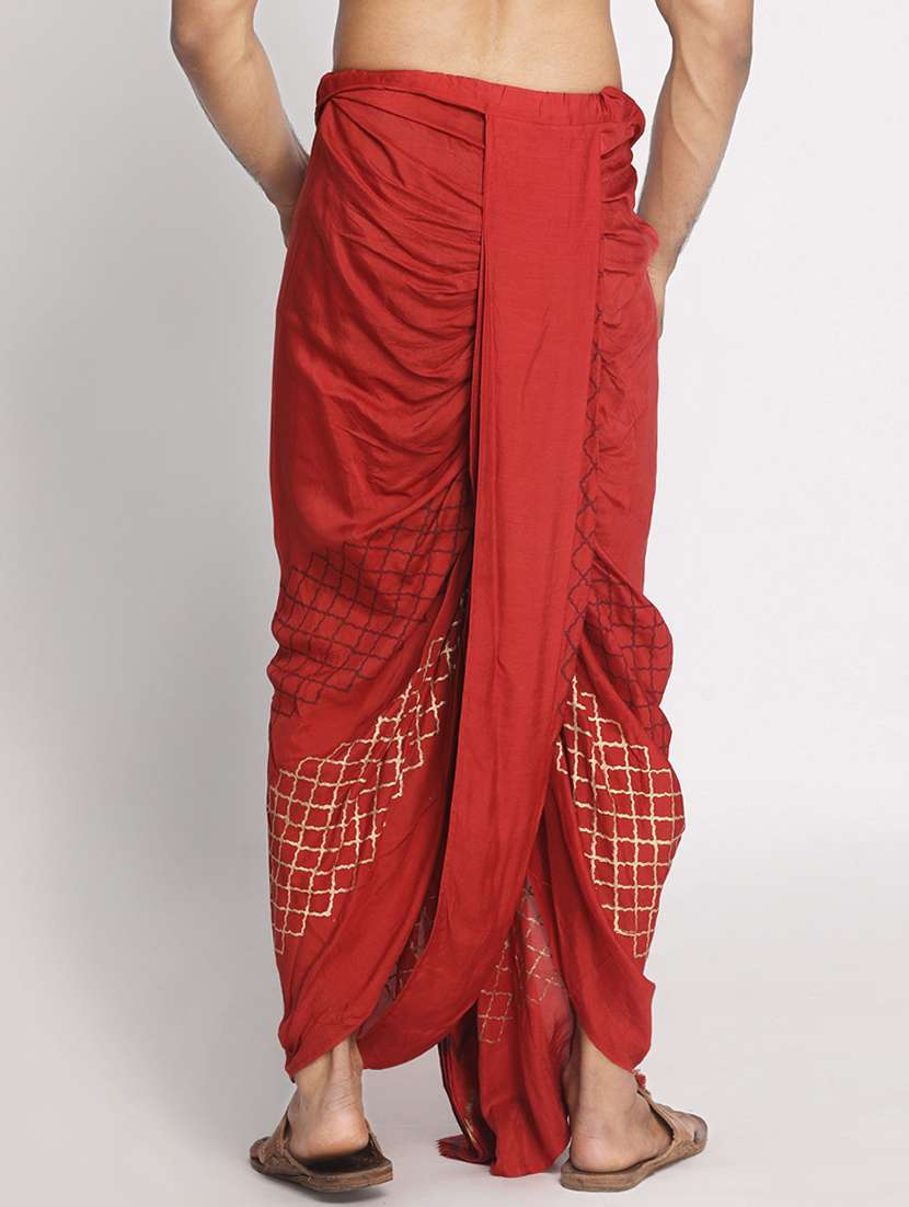 red cotton dhoti - 17592779 - Standard Image - 2