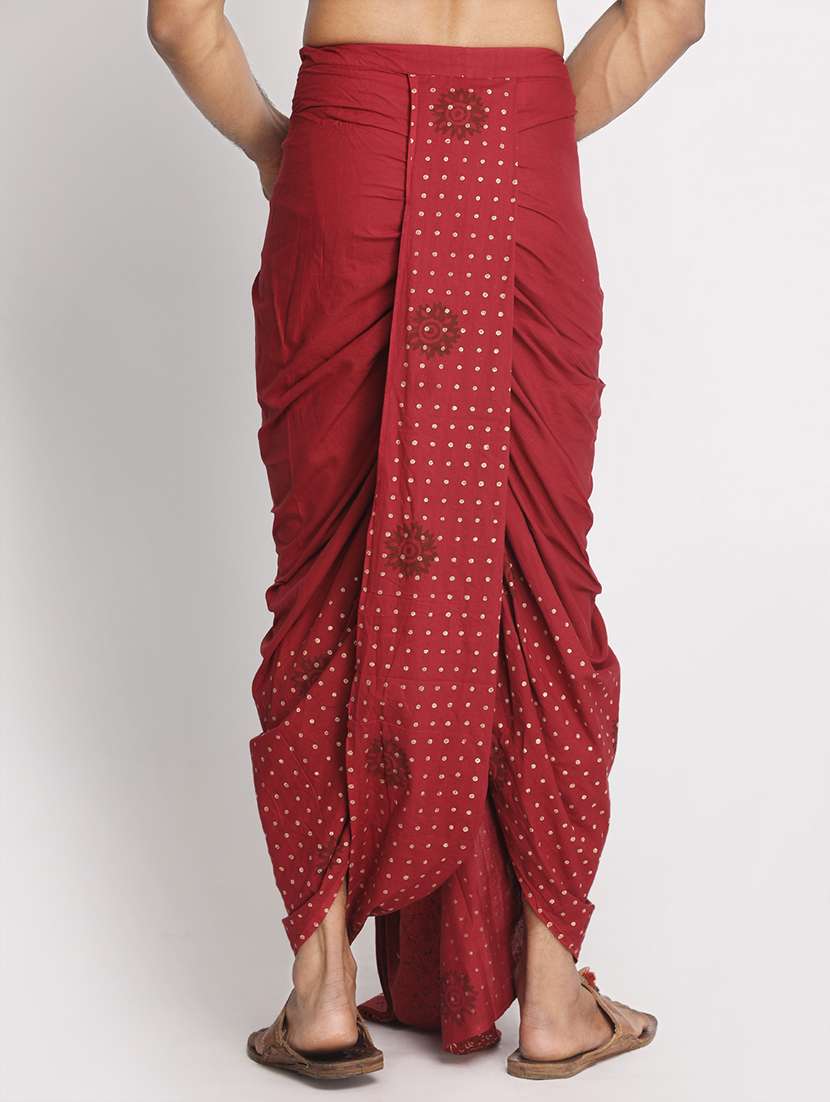 maroon printed dhoti - 17592781 - Standard Image - 2