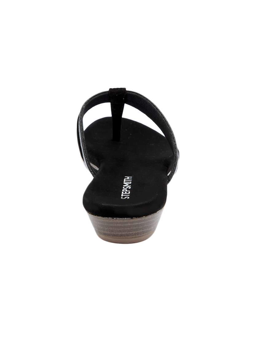 black leatherette slip on sandals - 17594061 -  Standard Image - 2