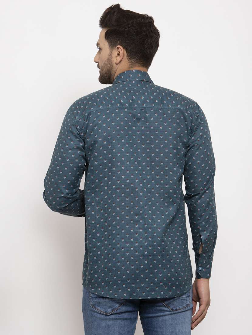 teal ditsy floral casual shirt - 17594348 - Standard Image - 2