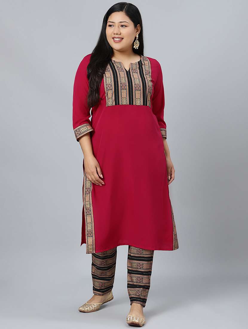 pink crepe kurta pant set - 17594641 - Zoom Image - 0