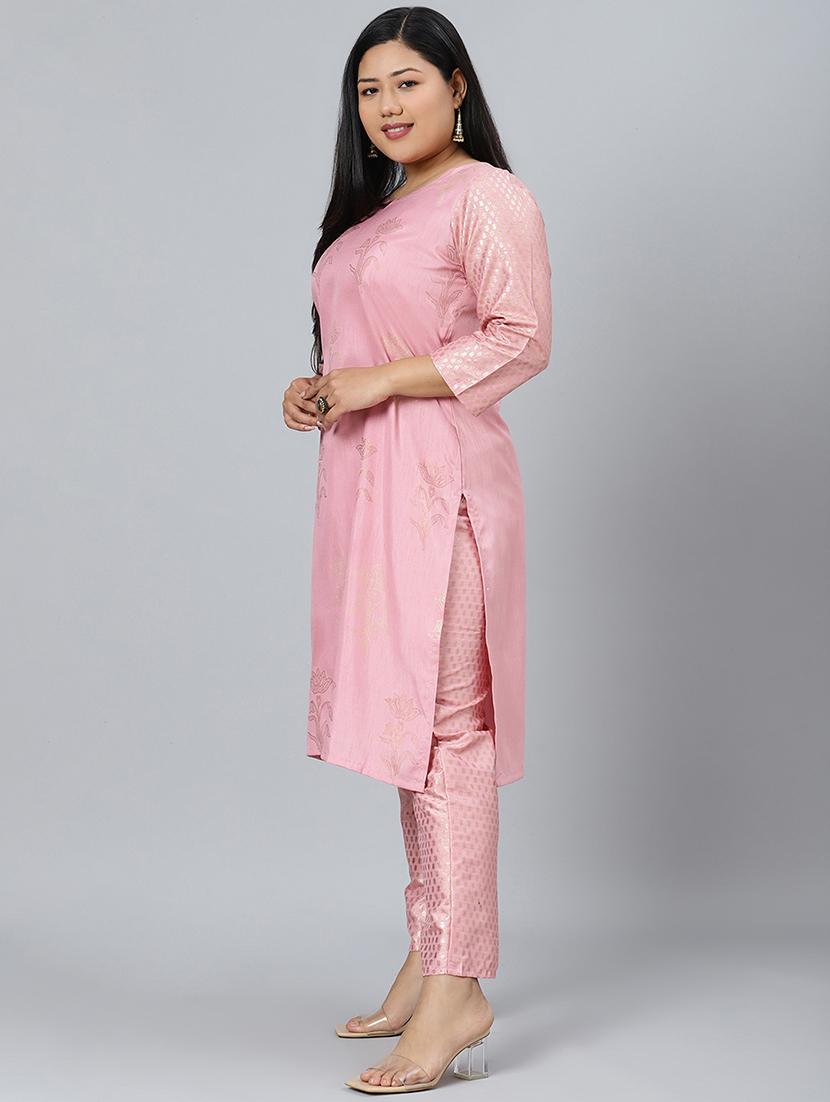 pink art silk kurta pant set - 17594653 - Standard Image - 2