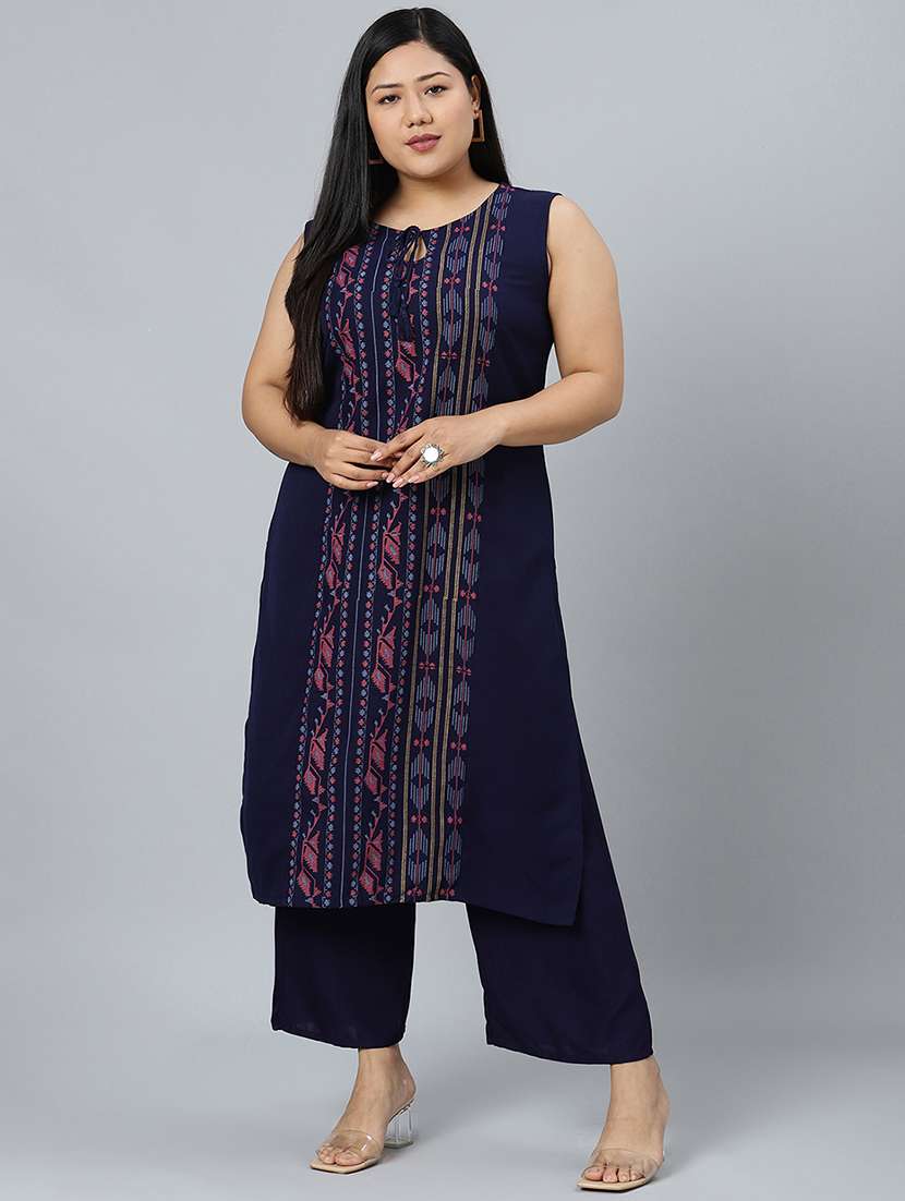 navy rayon kurta palazzo  set