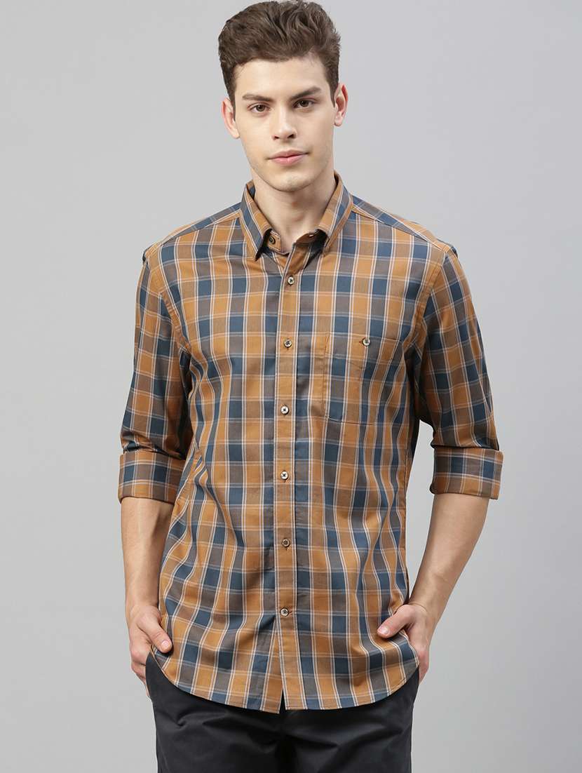 brown checkered casual shirt