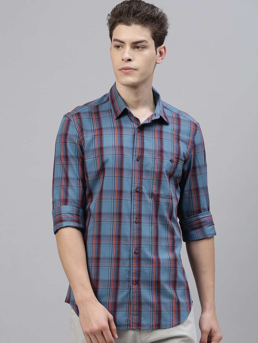 blue checkered casual shirt