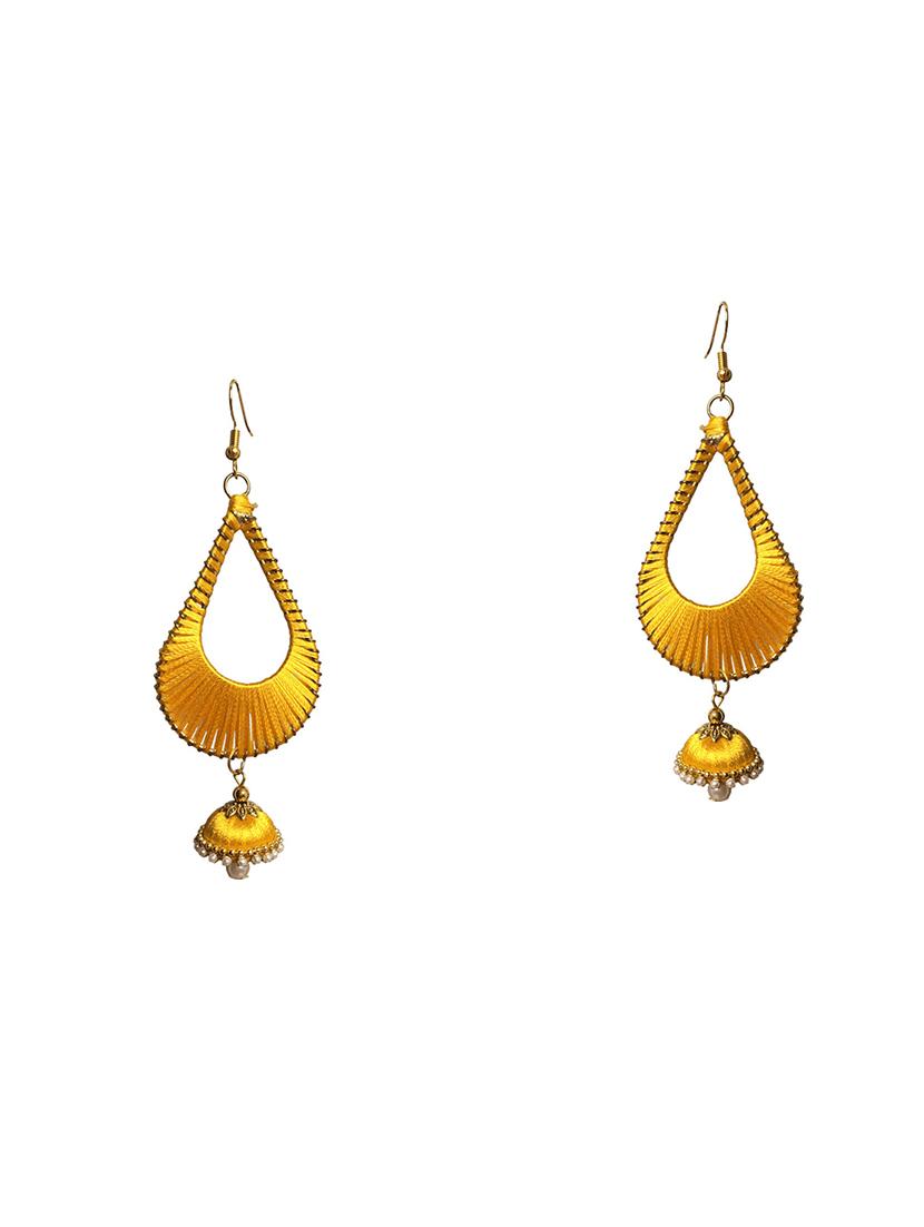 yellow cotton chandballi earring