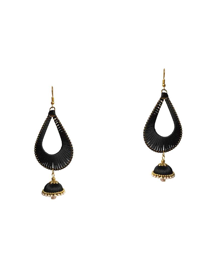 black cotton chandballi earring