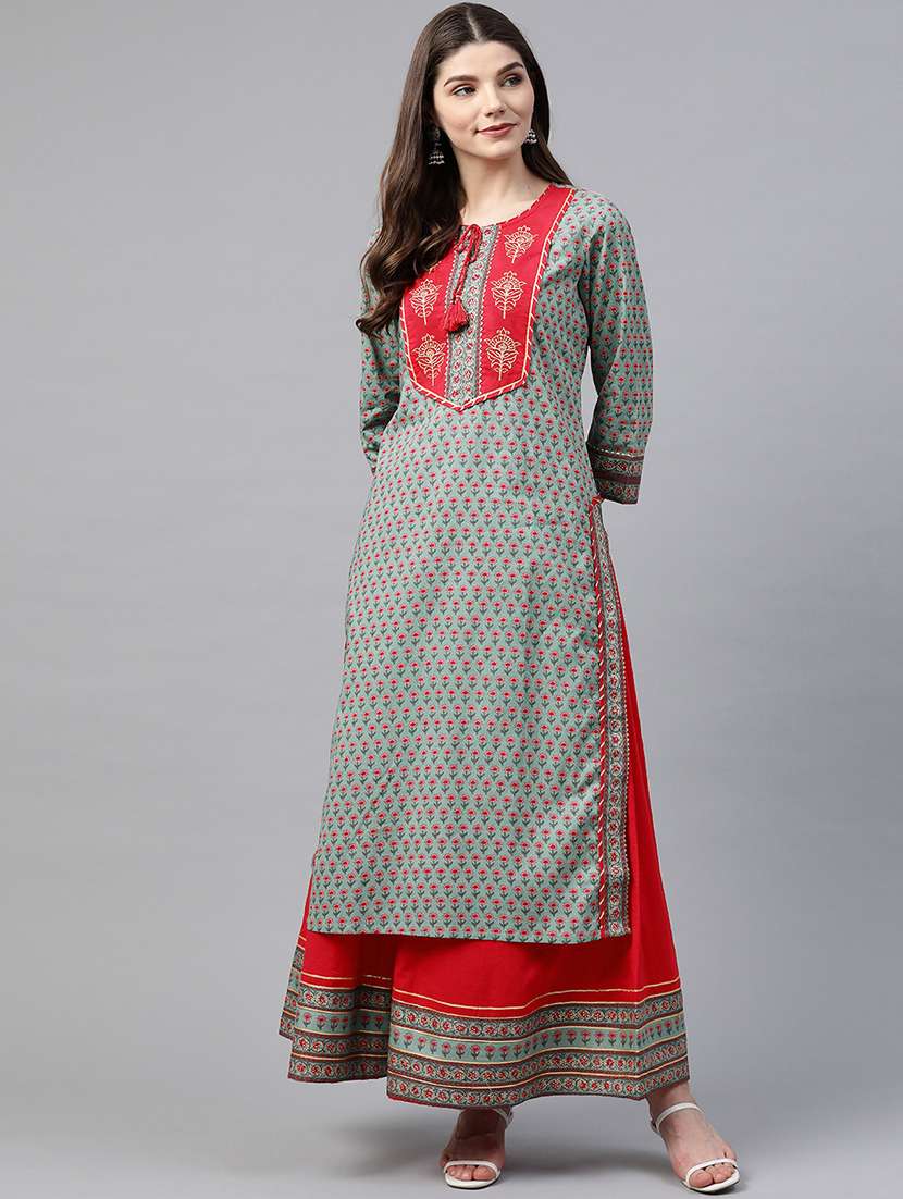 printed kurta skirt set