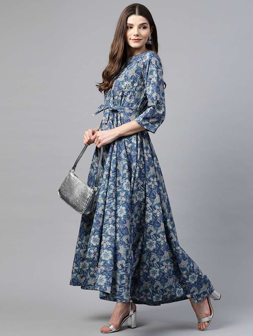Blue Printed Anarkali Kurta