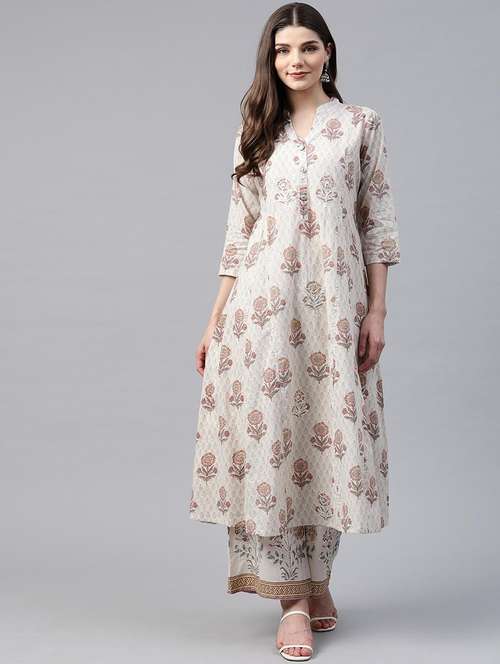 Offwhite Cotton Kurta Palazzo  Set