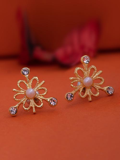 gold metal studs earring - 17595868 - Standard Image - 0