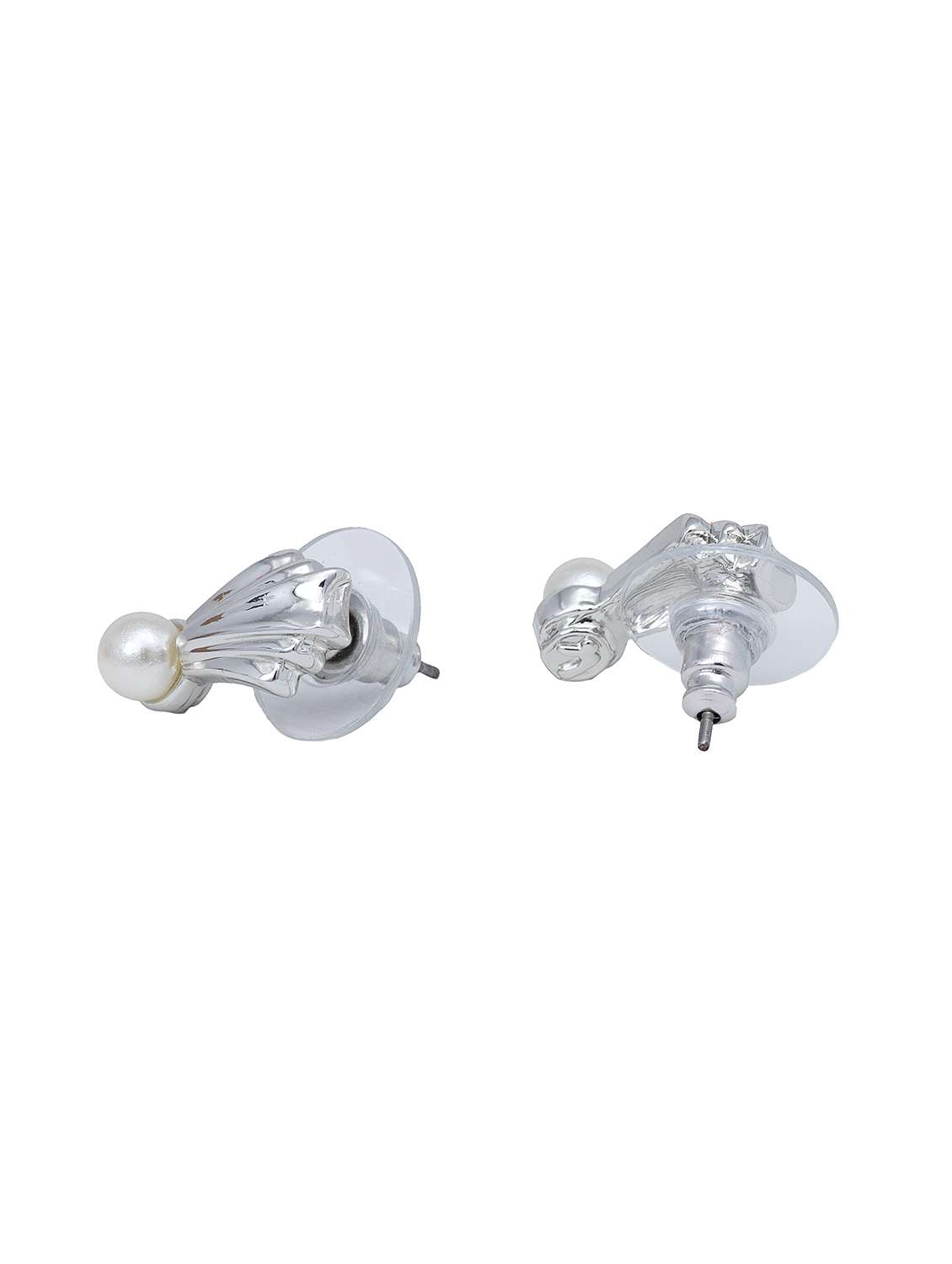 white metal studs earring - 17595882 - Standard Image - 2
