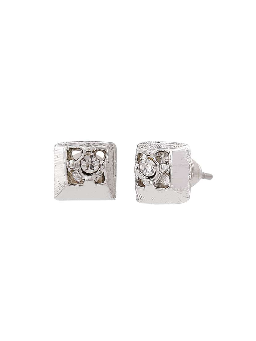 white metal studs earring - 17595888 -  Standard Image - 2