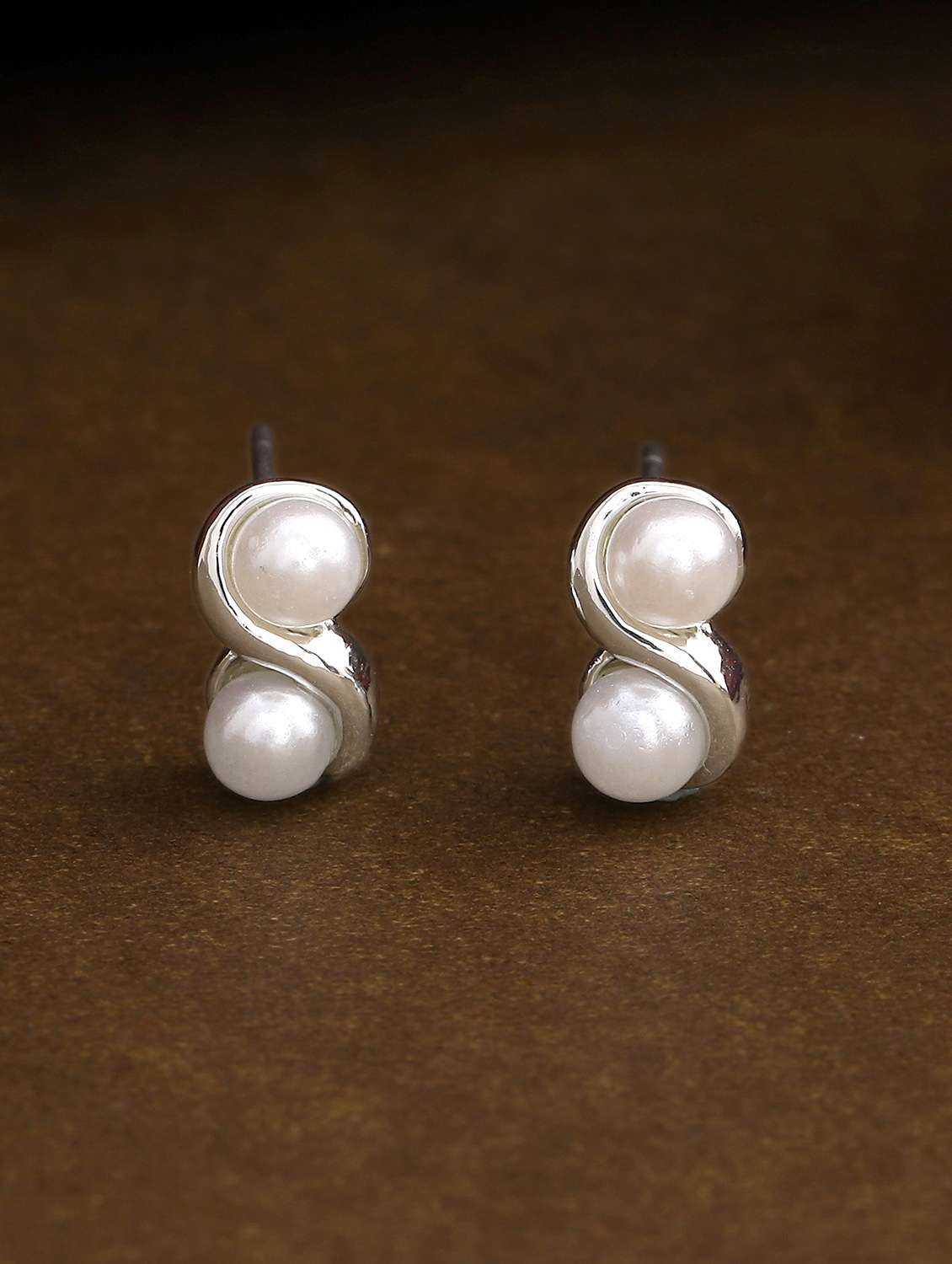white metal studs earring