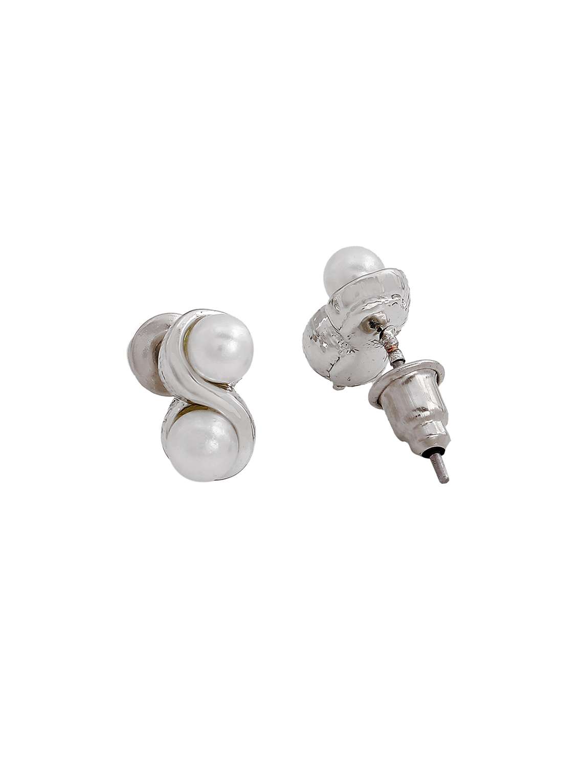 white metal studs earring - 17595891 - Standard Image - 2