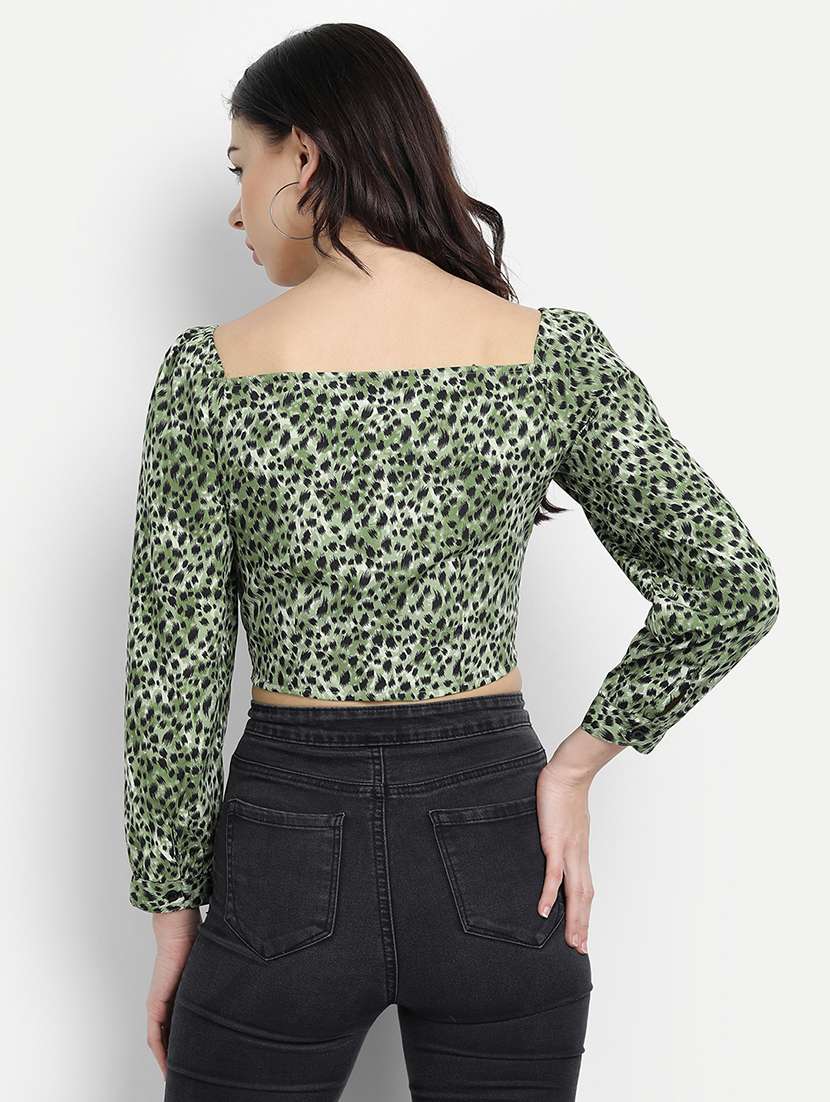women's crop square neck top - 17596181 - Standard Image - 2