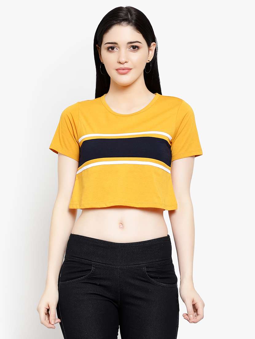 women's crop round neck t-shirt