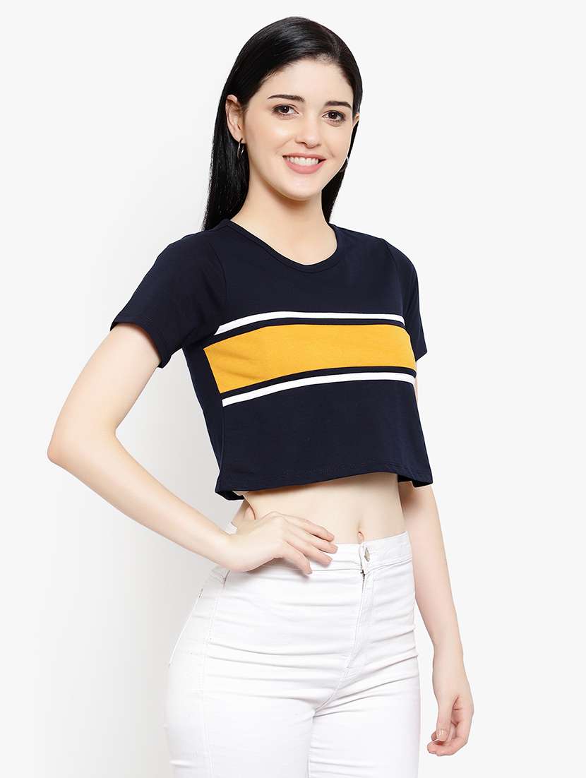 women's crop round neck t-shirt - 17596220 -  Standard Image - 2