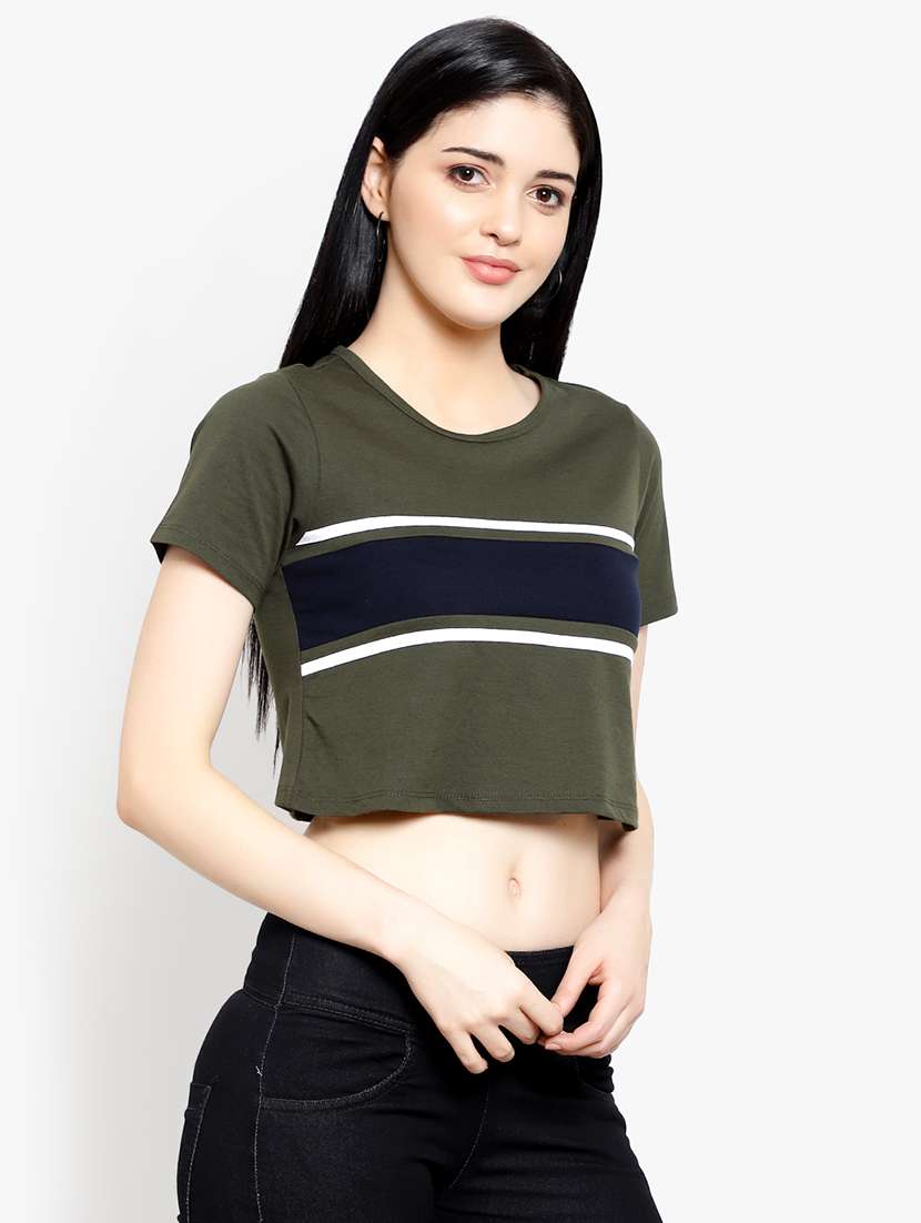 women's crop round neck t-shirt - 17596221 -  Standard Image - 2