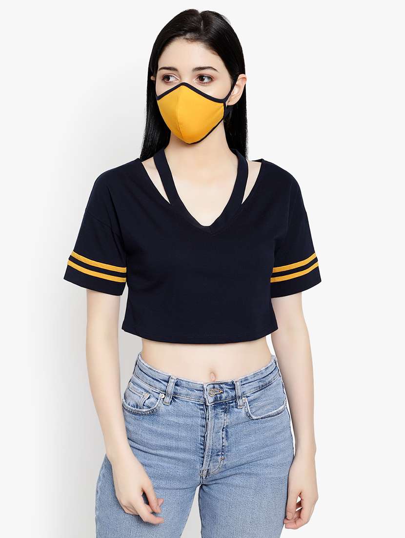 women's crop v neck top