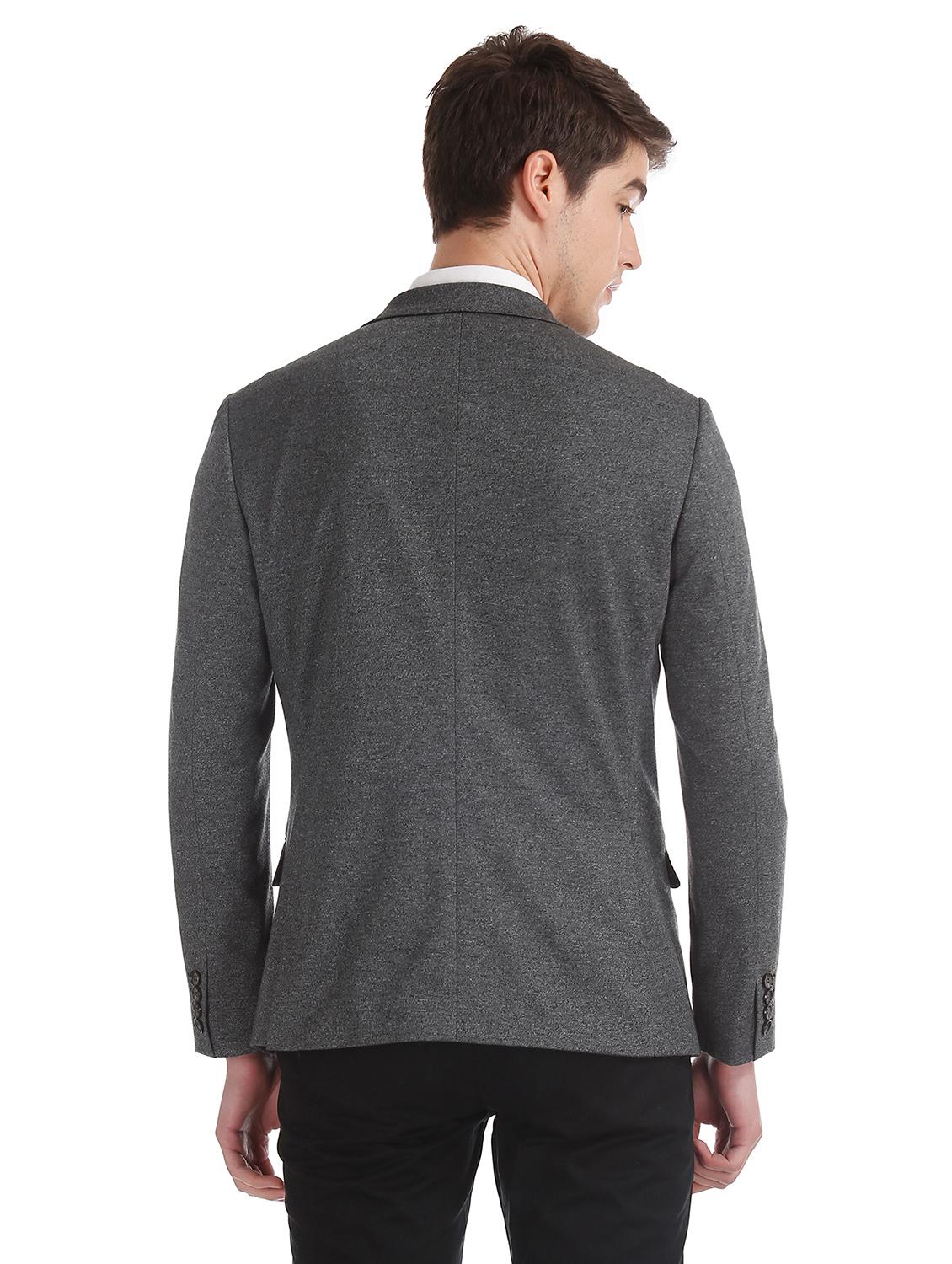 grey self design single breasted formal blazer - 17597847 - Standard Image - 2