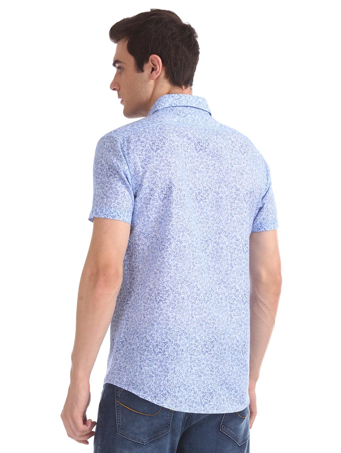 light blue printed casual shirt - 17597915 - Standard Image - 2